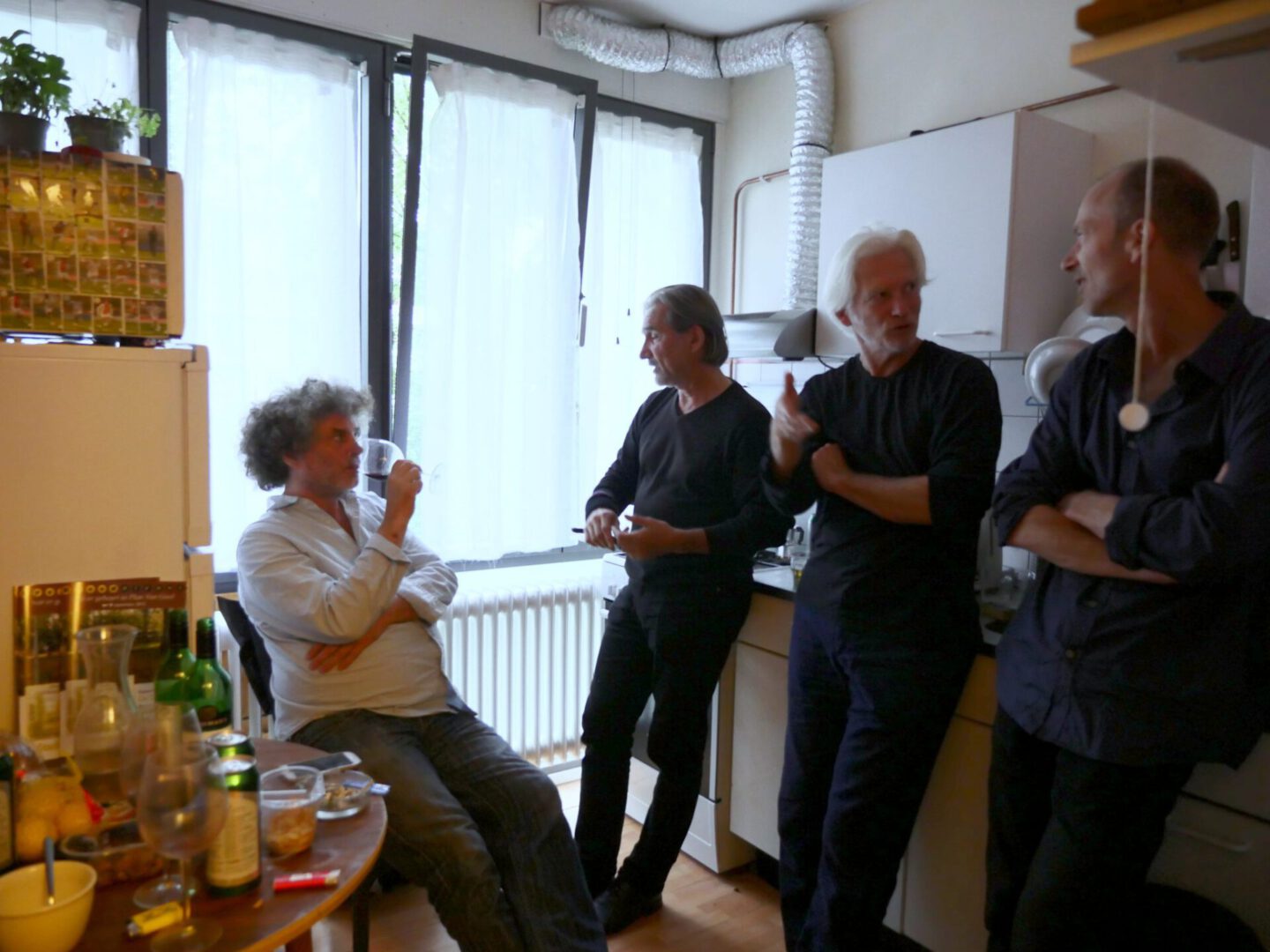 An image of Martyn last and friends in the kitchen of Breed Art Studios 2015