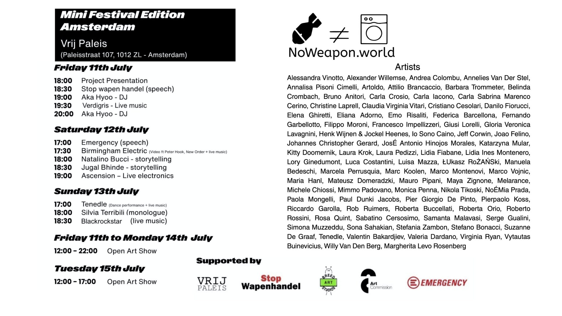 NoWeapon.world Mini Festival full program horizontal